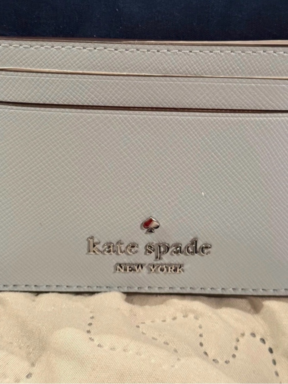 Kate Spade light Grey/Watercolor Saffiano Leather Card Holder